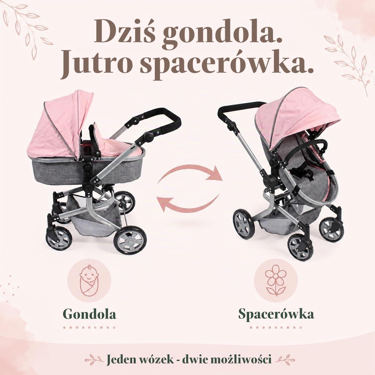 Thumbnail 3 de Bayer Chic 2000 Mika – wózek dla lalek 2 w 1, melanż szaro-różowy