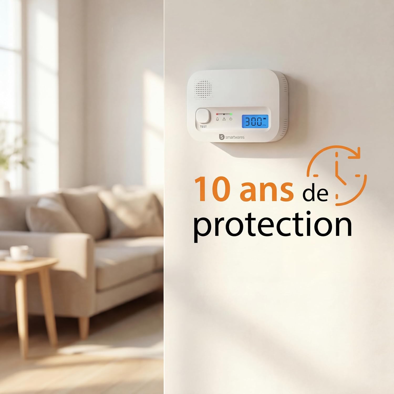 Thumbnail 6 de Smartwares FGA-13041 détecteur de monoxyde de carbone (CO) avec écran et bouton de test – capteur 10 ans