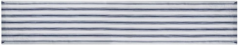 Detalle de Mikasa Cotton and Linen Table Runner, 230 x 34cm, White with Navy Stripe