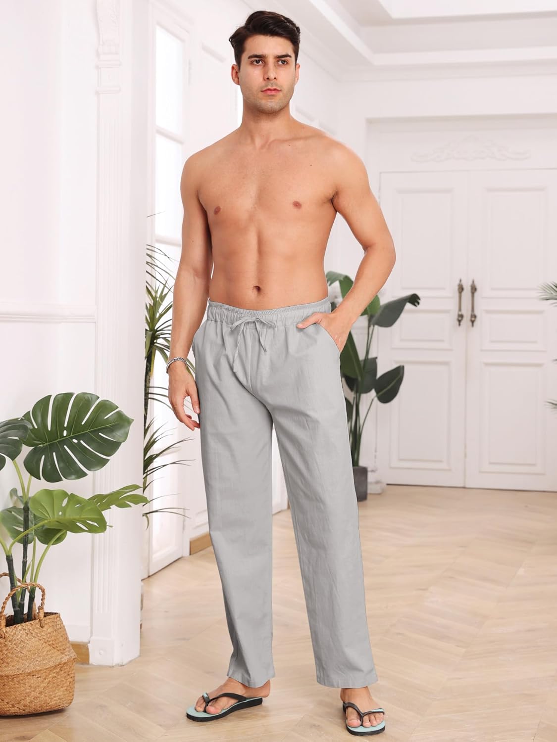 Thumbnail 1 de Puimentiua Leinenhose Herren – Lange, leichte Sommerhose im Slim Fit aus Baumwoll-Leinen-Mischung (S–3XL)