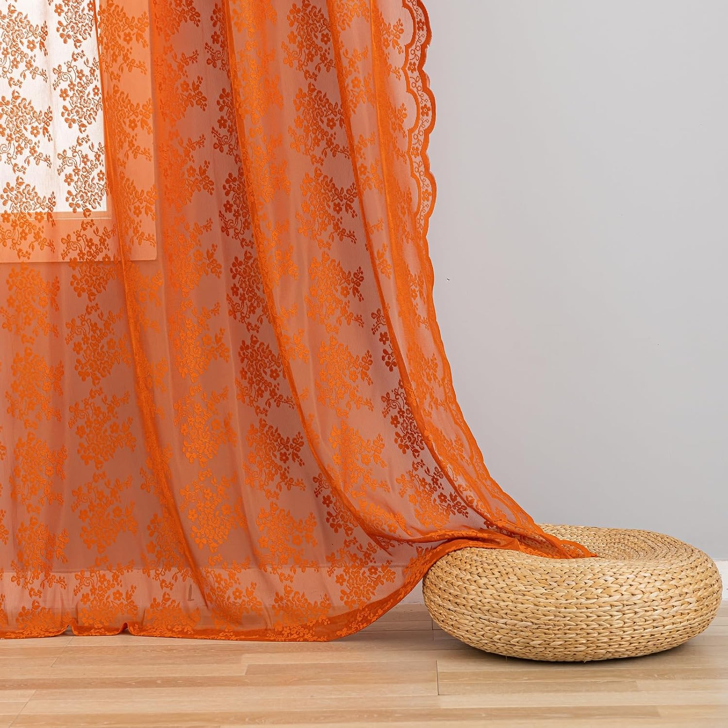 Thumbnail 4 de Lace Terracotta Curtains 52x96 in Light-Filtering Rod Pocket Curtains 🏠