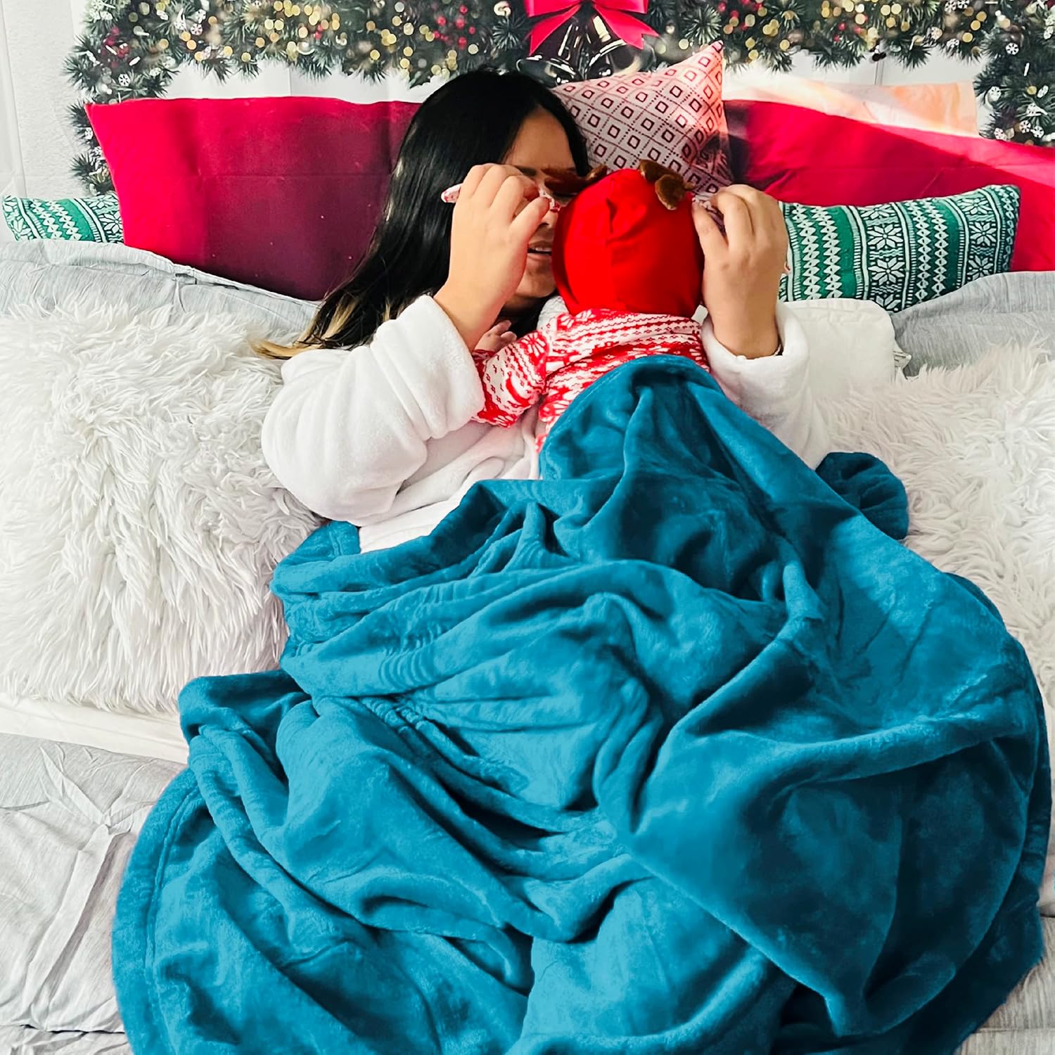Thumbnail 5 de Bedsure Fleece Blanket King Size – Soft Cosy Fluffy Throw Blanket, Teal 270x230 cm