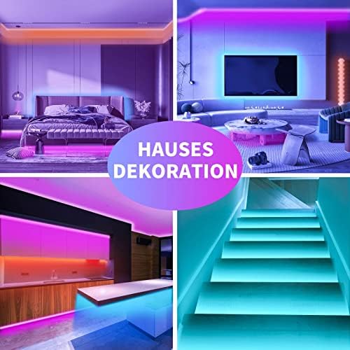 Detalle de KSIPZE LED Streifen 10m RGB – Bluetooth App, IR-Fernbedienung, Musik Sync, dimmbar