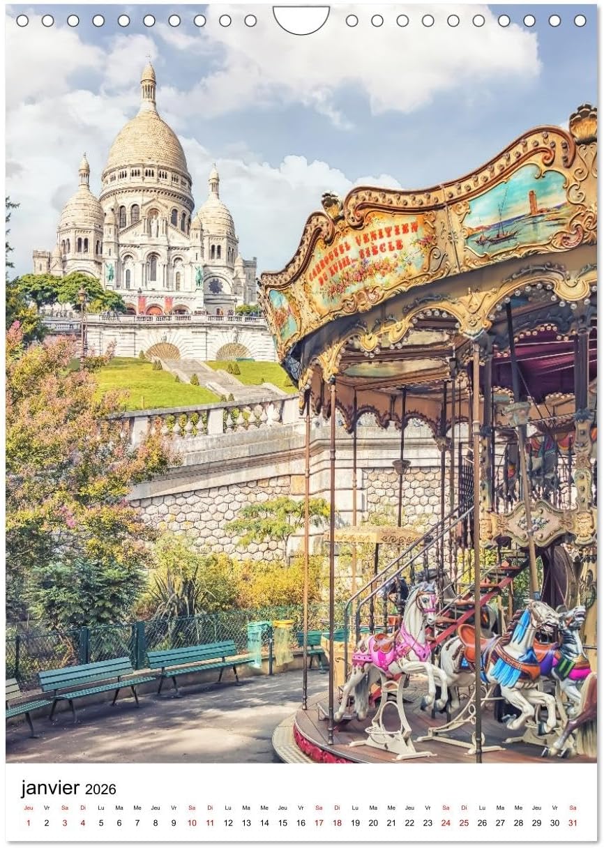 Thumbnail 3 de CALVENDO „Visite de Paris“ Wandkalender 2026 DIN A4 hoch – Fotokalender mit 12 Motiven