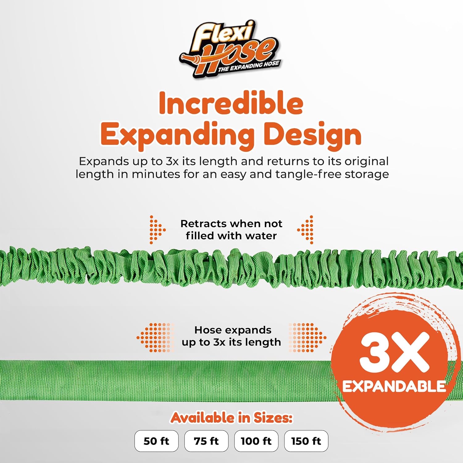 Thumbnail 1 de Flexi Hose Expandable Garden Hose (150FT / 45 Metres) with 3/4-inch fittings and spray nozzle