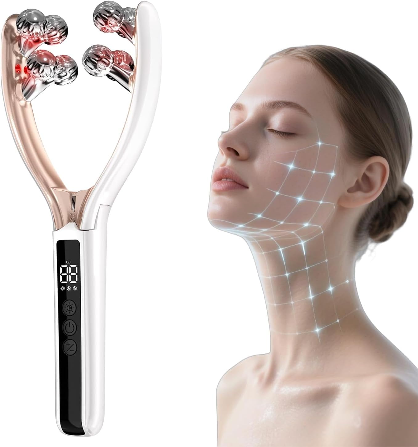 AILEDA Appareil anti-rides visage massage EMS 3D à microcourants et LED