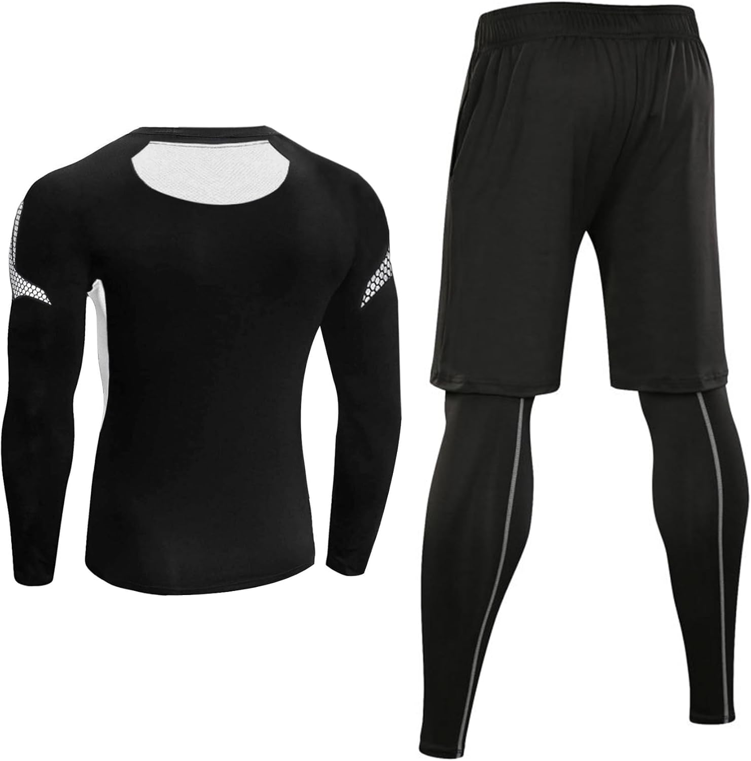 Thumbnail 5 de Ensemble Compression Homme 3 pièces T-shirt manches longues + Legging + Shorts de sport pour running