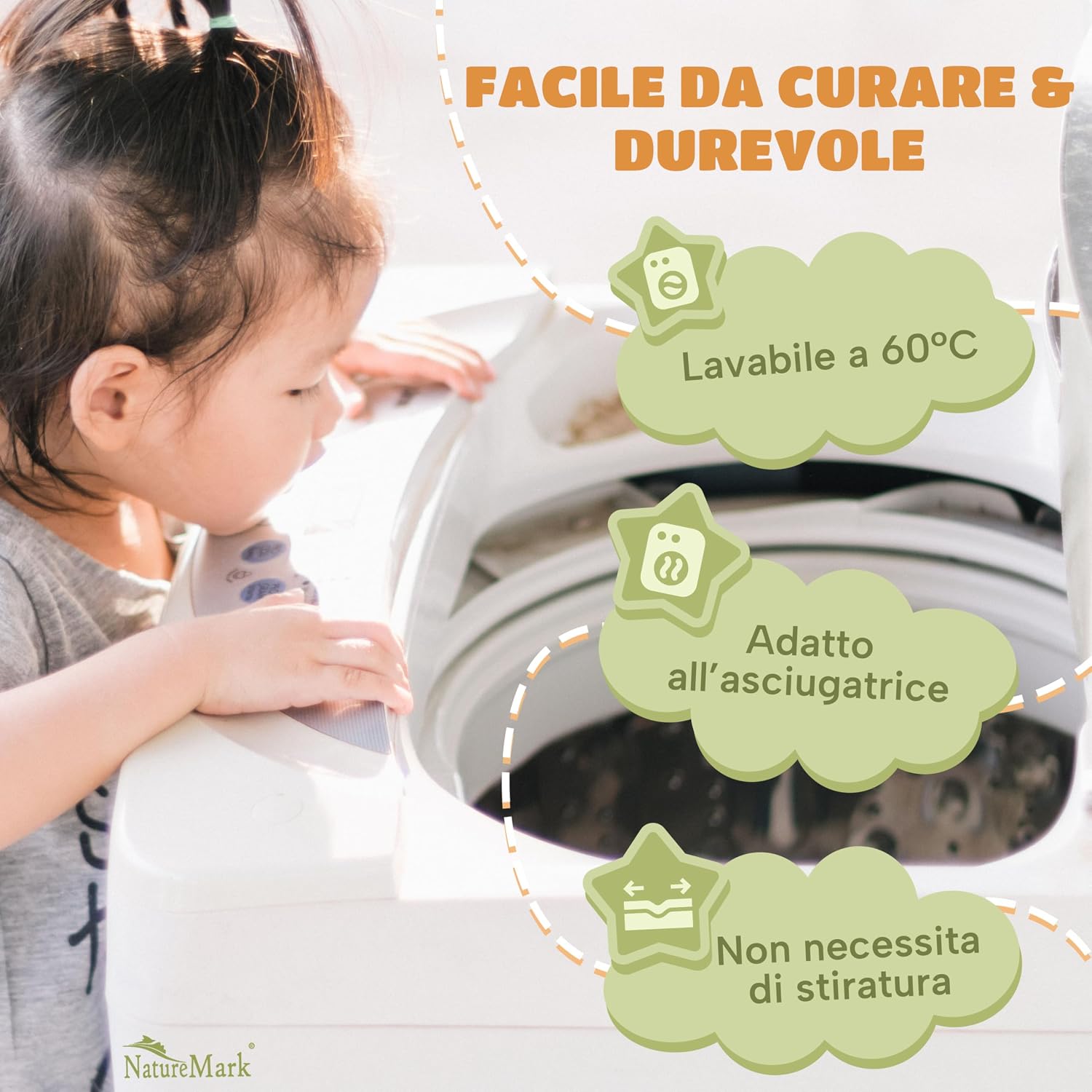 Detalle de NatureMark Lenzuolo con angoli elasticizzati per bambini 70x140 cm – set da 2 in jersey di cotone terracotta