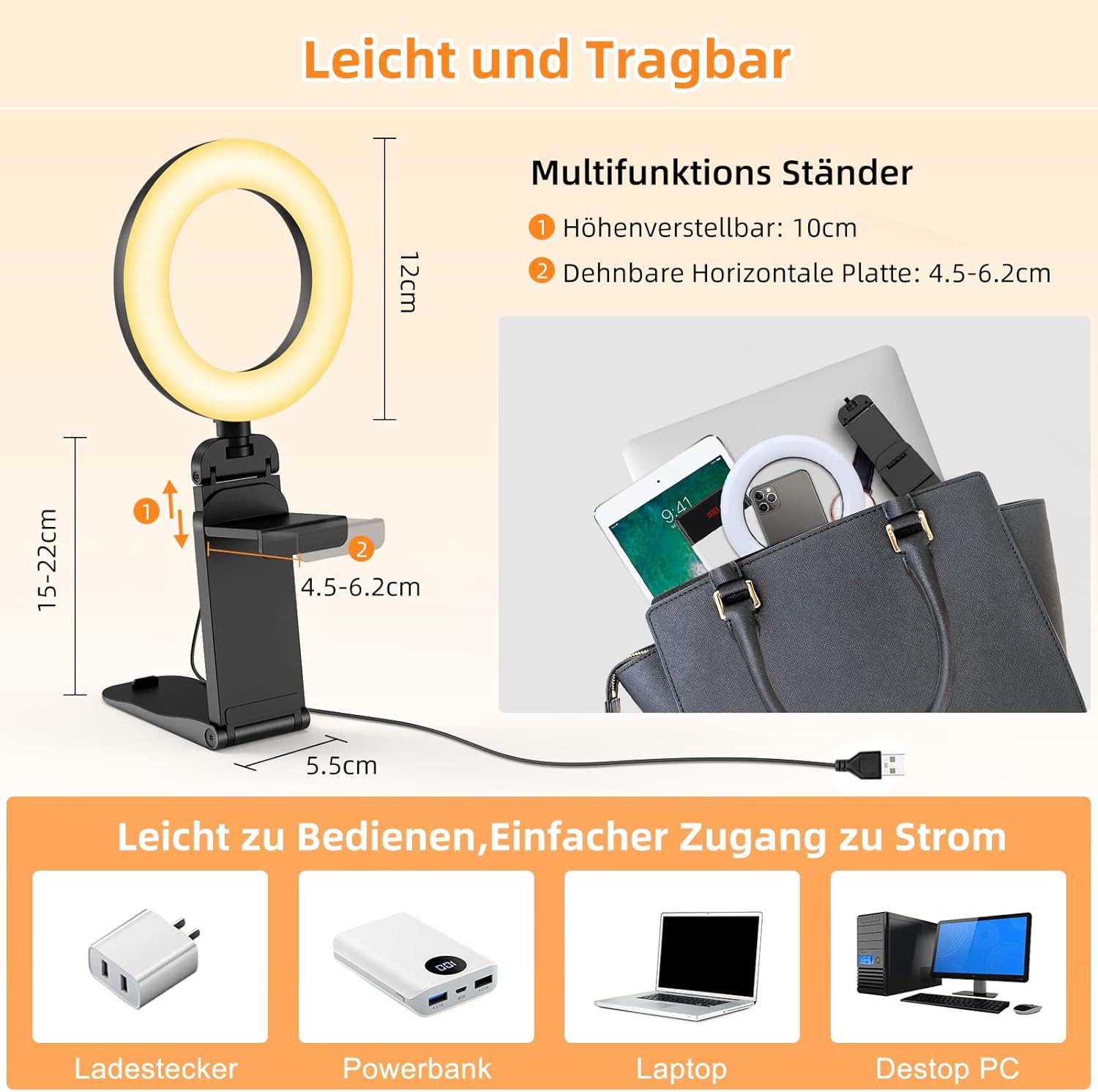 Thumbnail 4 de Evershop Ringlicht 5" LED mit Stativ 10 W