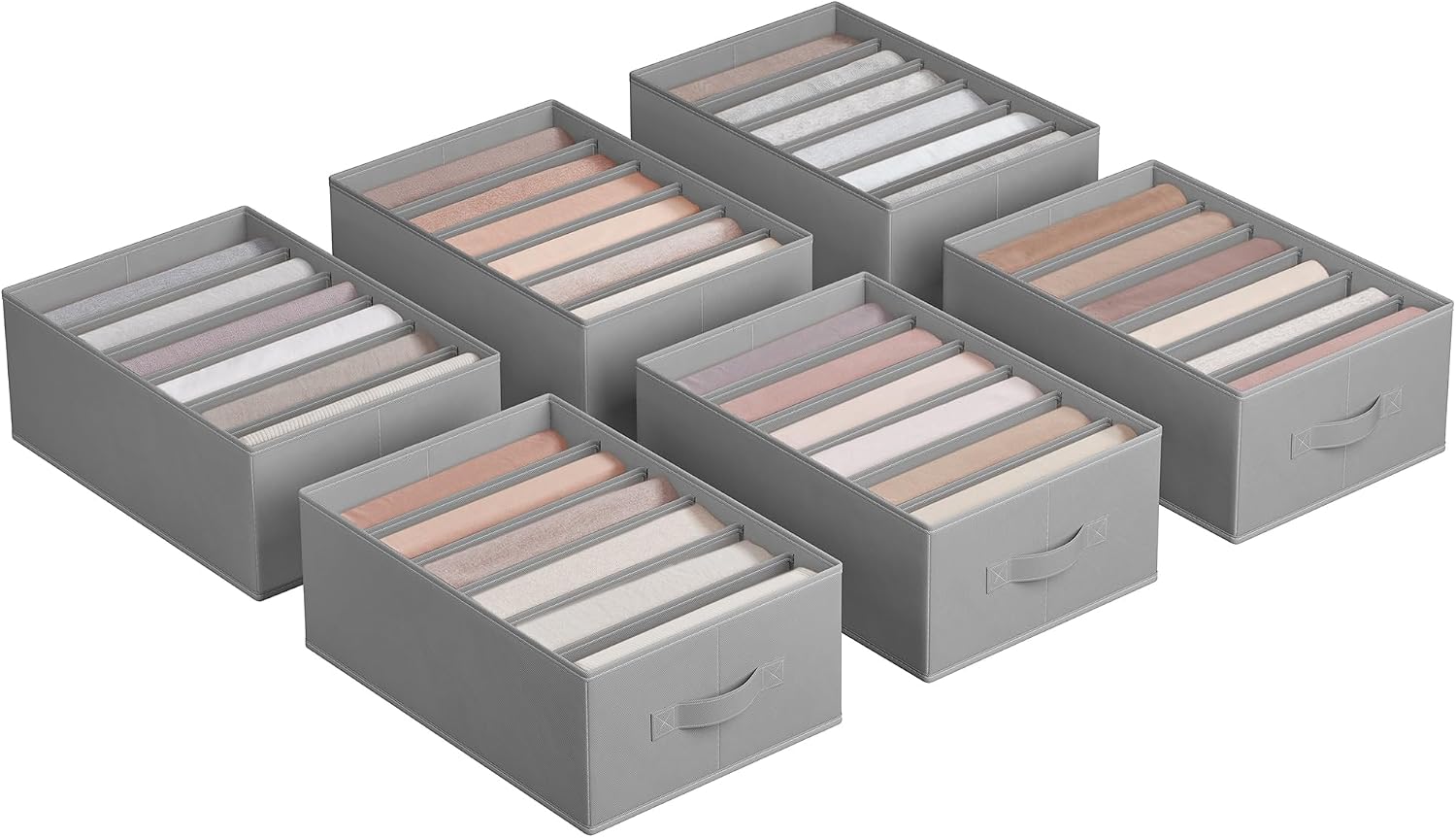 Detalle de SONGMICS RUS009G03 set di 6 organizzatori per armadio a 6 scomparti (grigio tortora)