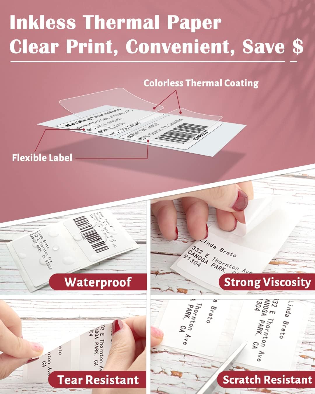 Thumbnail 2 de Phomemo PM-M110-5080 Thermal Labels, 50×80mm Water-Resistant White Stickers