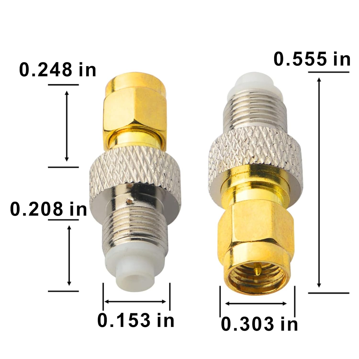 Thumbnail 5 de Boobrie FME Female to SMA Male Connector (SMA plug to FME jack) — 50Ω straight RF coax adapter, pack of 2