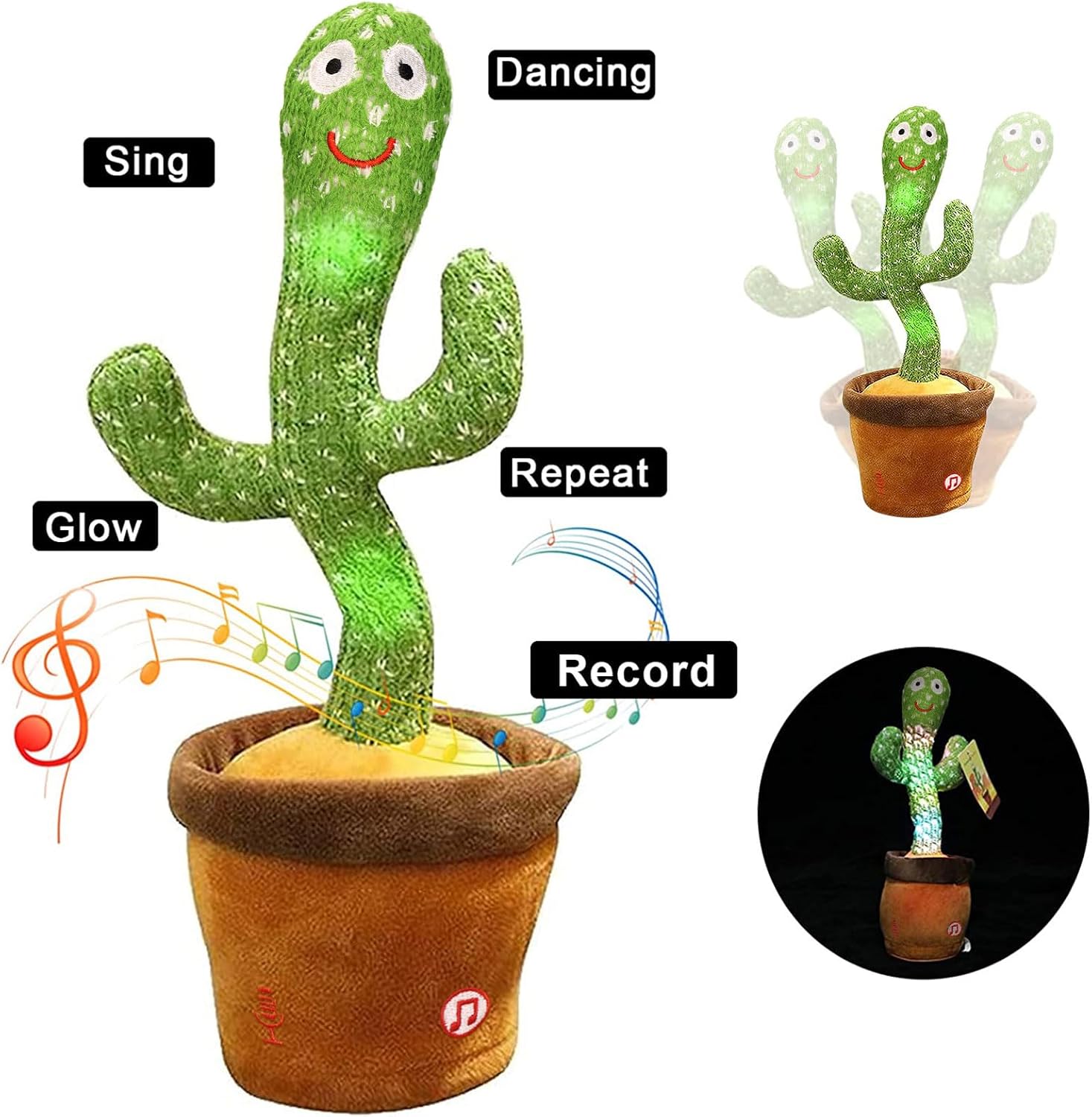 Detalle 2 de seOSTO singing dancing cactus toy 12.6 inch