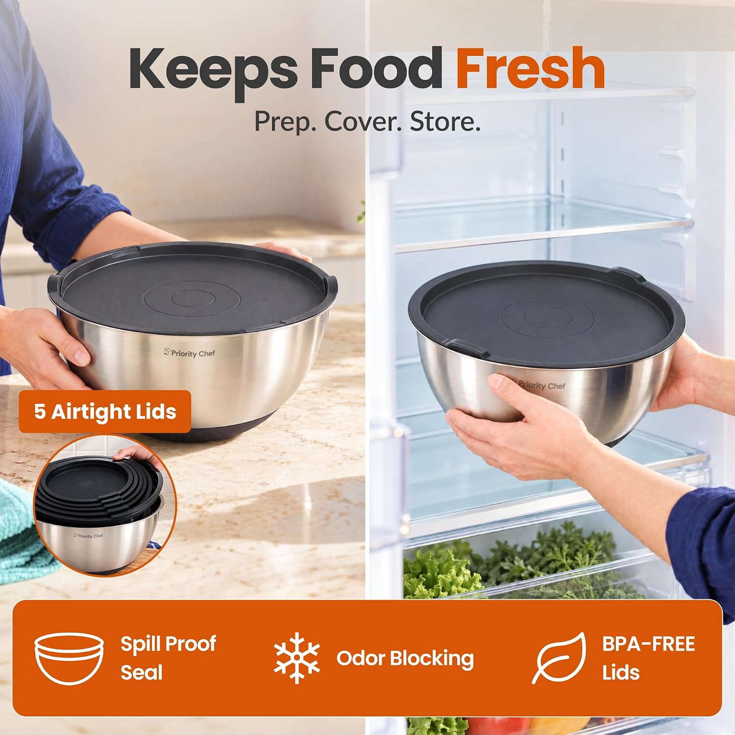 Detalle de Priority Chef Premium Mixing Bowls 5 🍲