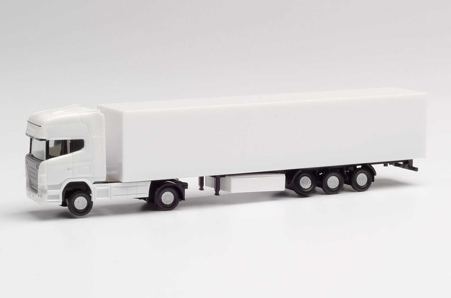 Detalle de Herpa 013802 N Scania R TL Koffer-Sattelzug – Minikit, Weiß