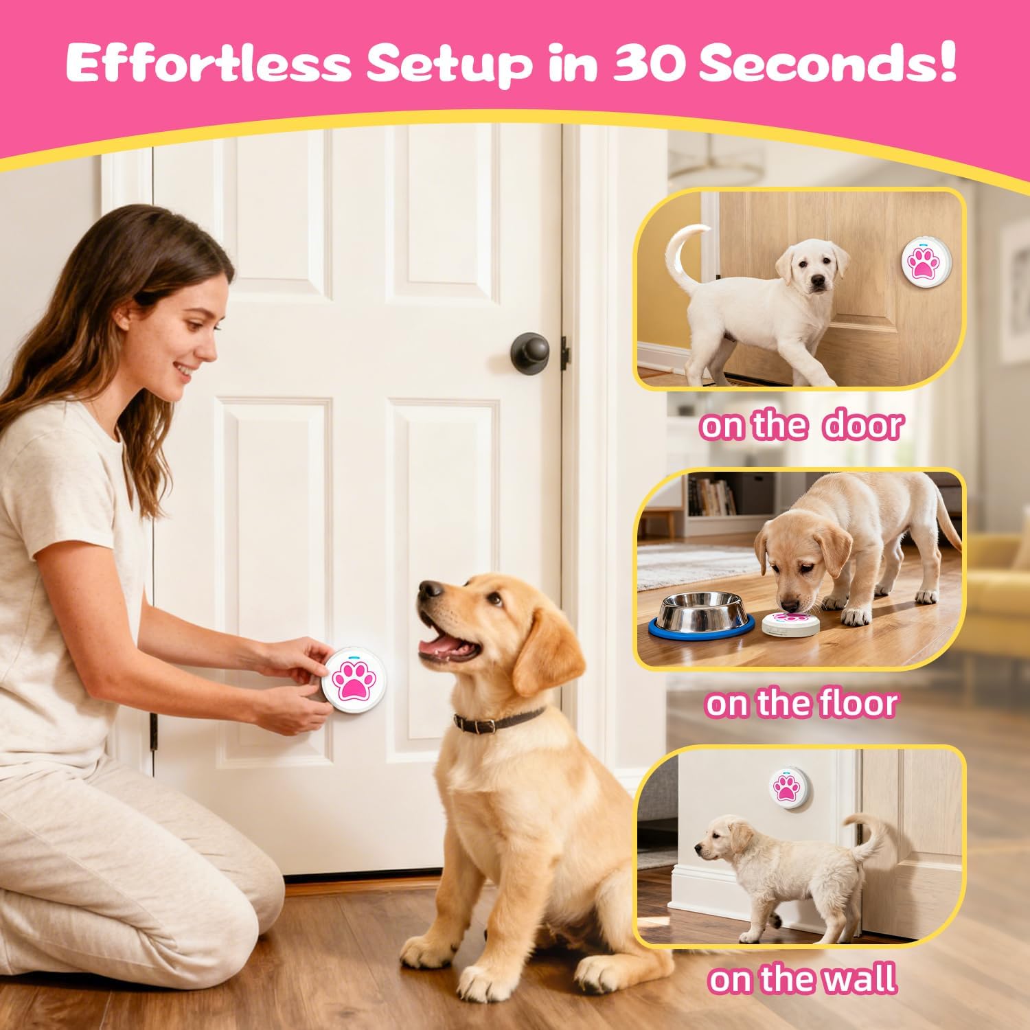 Thumbnail 4 de ChunHee Touch-Design Dog Doorbell for Toilet Training: Adjustable Volume, 28 Ringtones, and Easy 30-Second Setup
