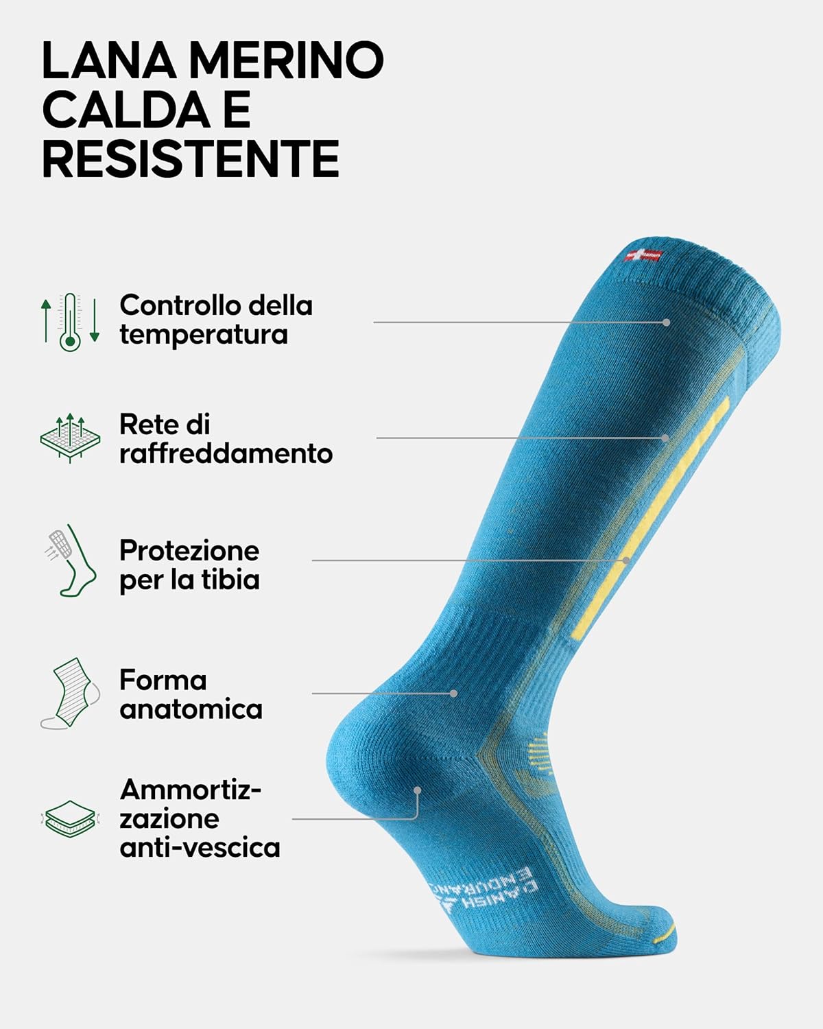 Thumbnail 1 de Danish Endurance Calze da sci in lana Merino termiche e traspiranti (uomo, donna e bambino)