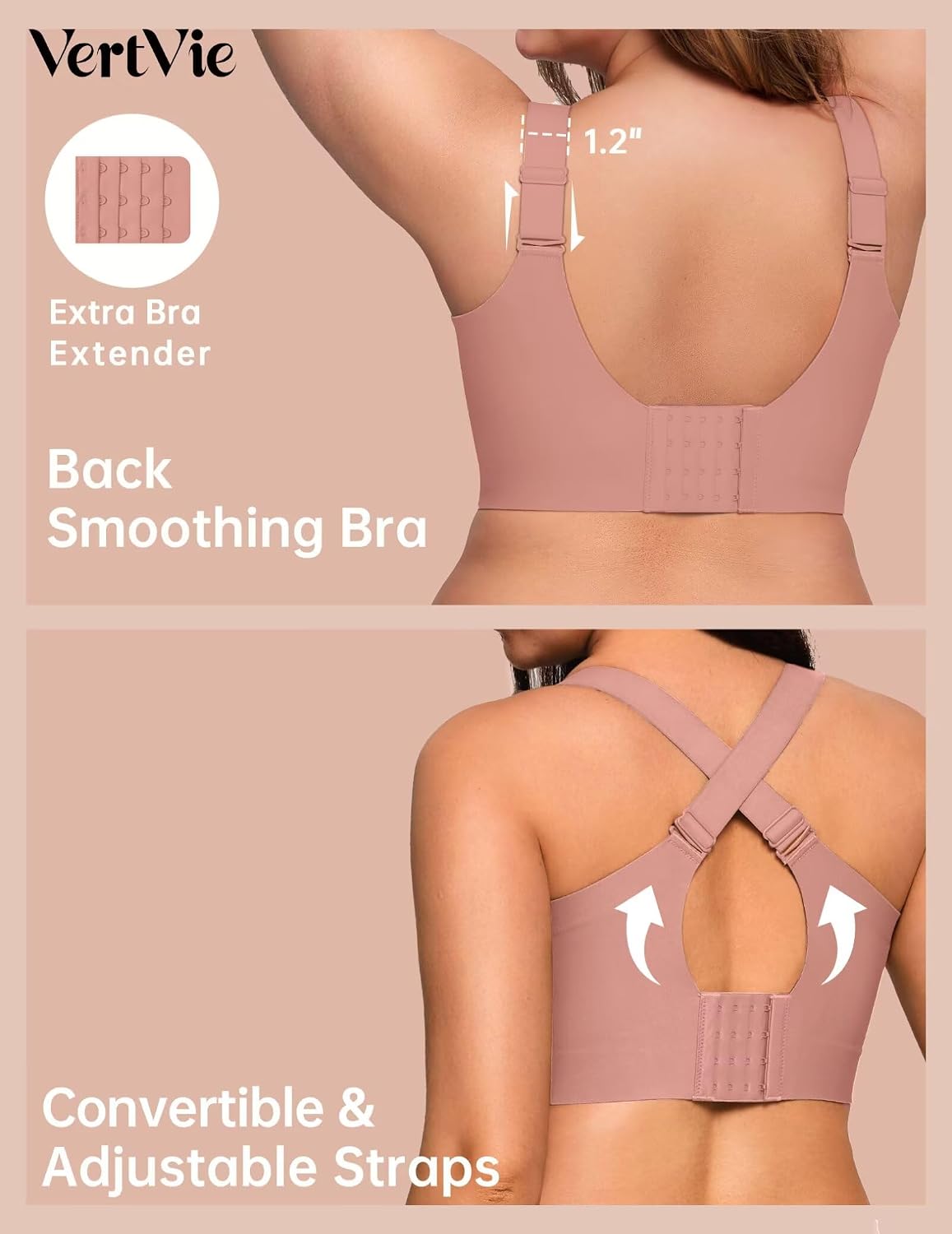 Detalle 2 de Vertvie Gel Push-Up Wireless Full-Coverage Bra for Plus-Size Women