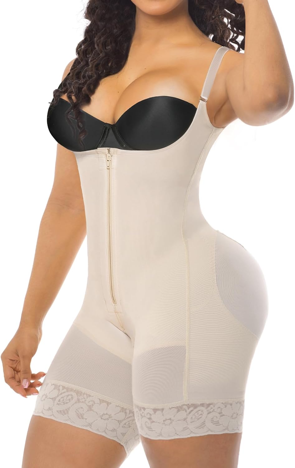 Detalle de YIANNA Colombian Shapewear Bodysuit with Moderate Compression and Open Crotch