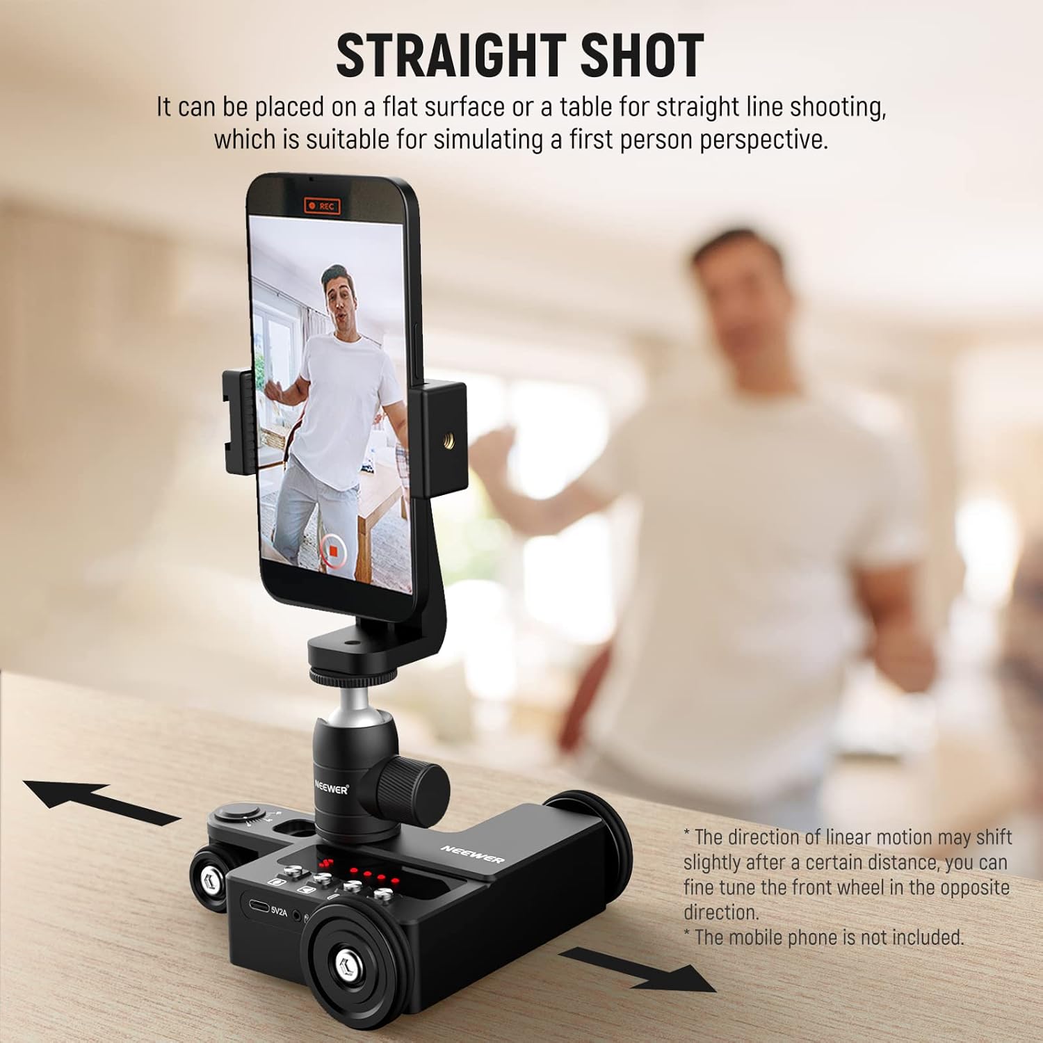 Thumbnail 2 de NEEWER DL200 motorised camera dolly with app control for iOS/Android (tabletop slider, ball head, quiet step motors)