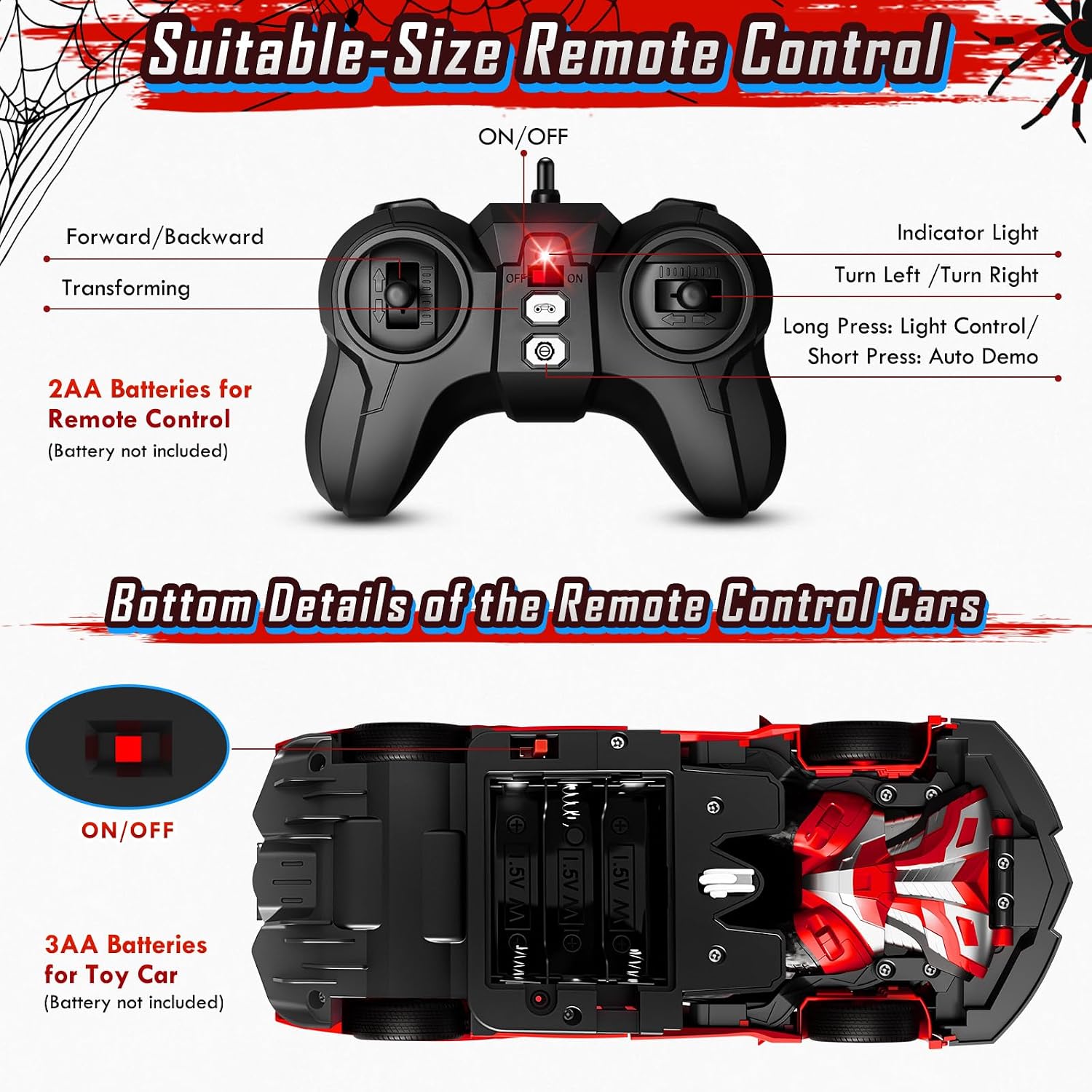 Detalle de Febyhim YT6656 Transforming RC Car with Police Lights, 2.4GHz