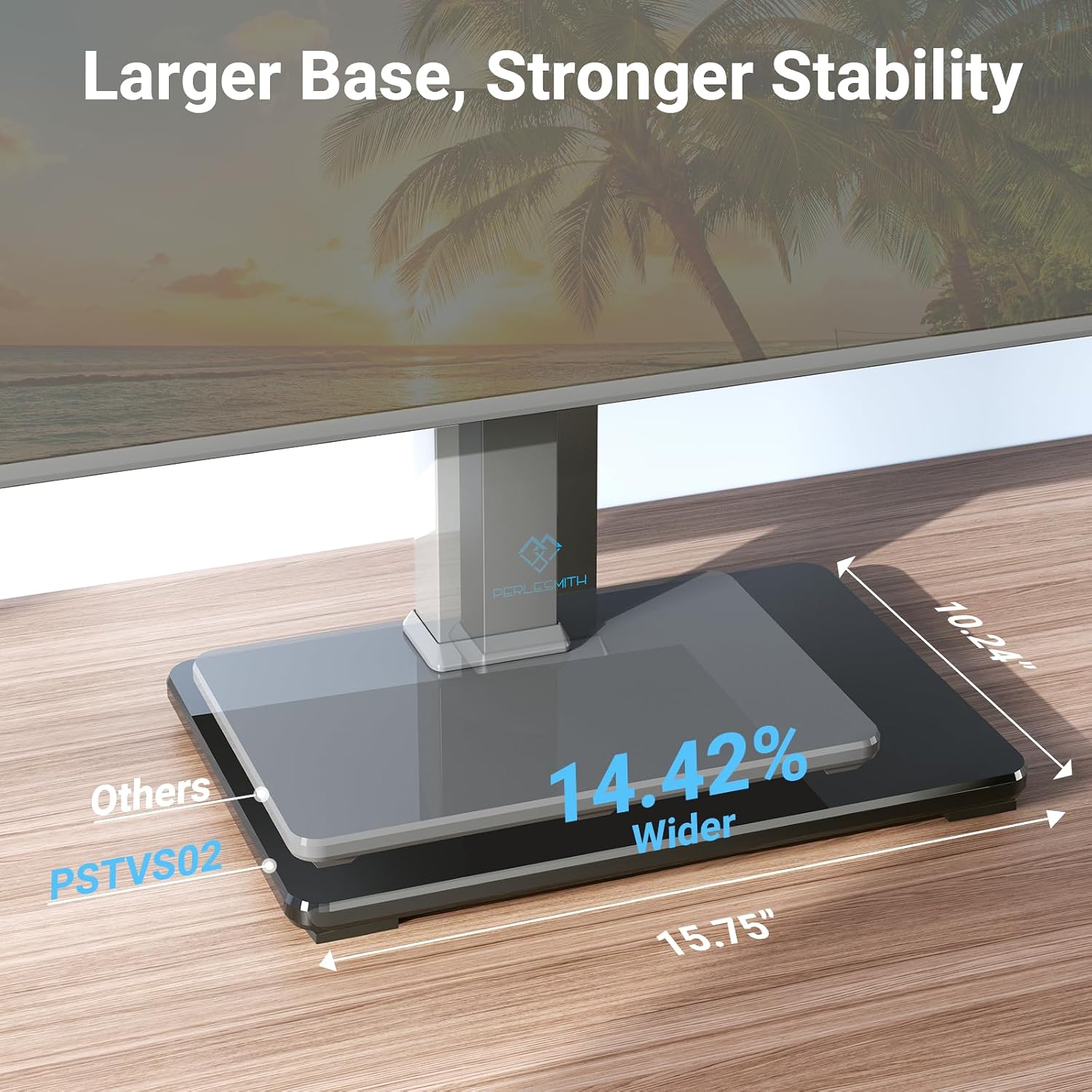 Detalle de PERLESMITH PSTVS02-N1 Universal Swivel TV Stand for 32-75 inch TVs