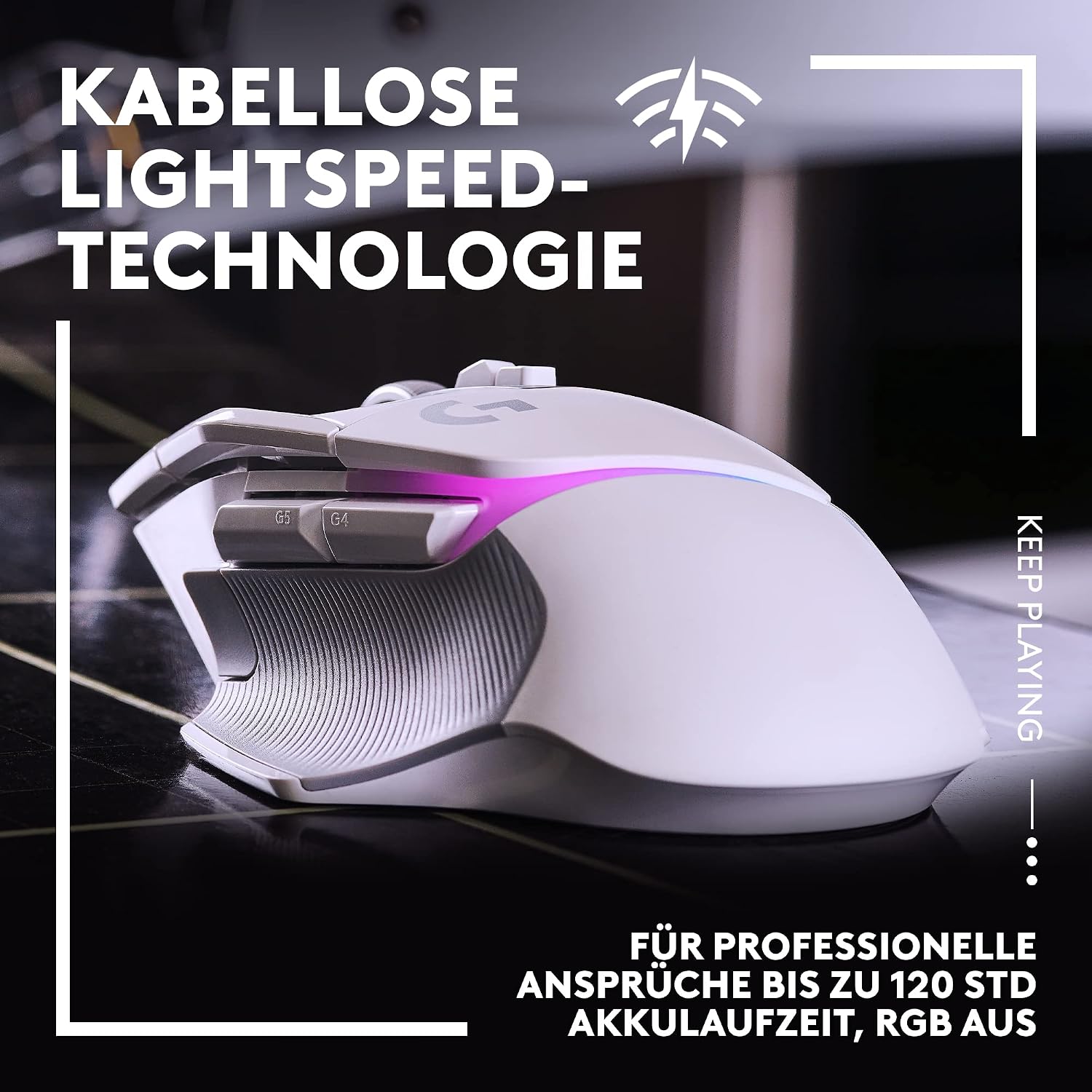 Detalle de Logitech G502 X PLUS LIGHTSPEED: kabellose Gaming-Maus mit LIGHTFORCE-Schaltern und HERO 25K Sensor