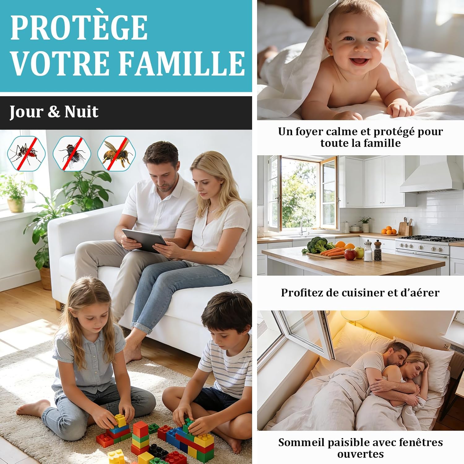 Thumbnail 6 de Moustiquaire Universelle Transparente Apalus pour Fenêtres – Lot de 4, 130 x 150 cm (Noir) – Facile à couper et à clipser