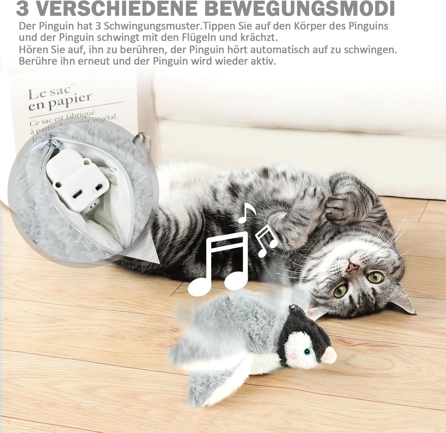 Thumbnail 2 de Nepfaivy elektrisches Pinguin-Katzenspielzeug mit Katzenminze, aufladbar per USB – interaktiv zur Selbstbeschäftigung