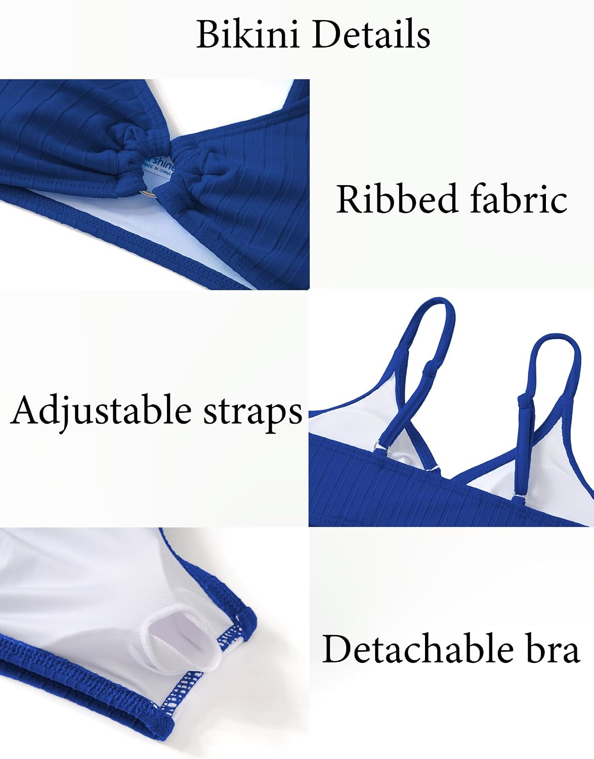 Detalle de Ensemble bikini côtelé enfant Arshiner (7 à 15 ans) – haut ajustable + slip/tankini