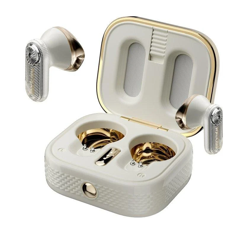 Detalle de Blackview Airbuds K2: auriculares inalámbricos Bluetooth 6.0 para niños con diseño mascota blanco dorado