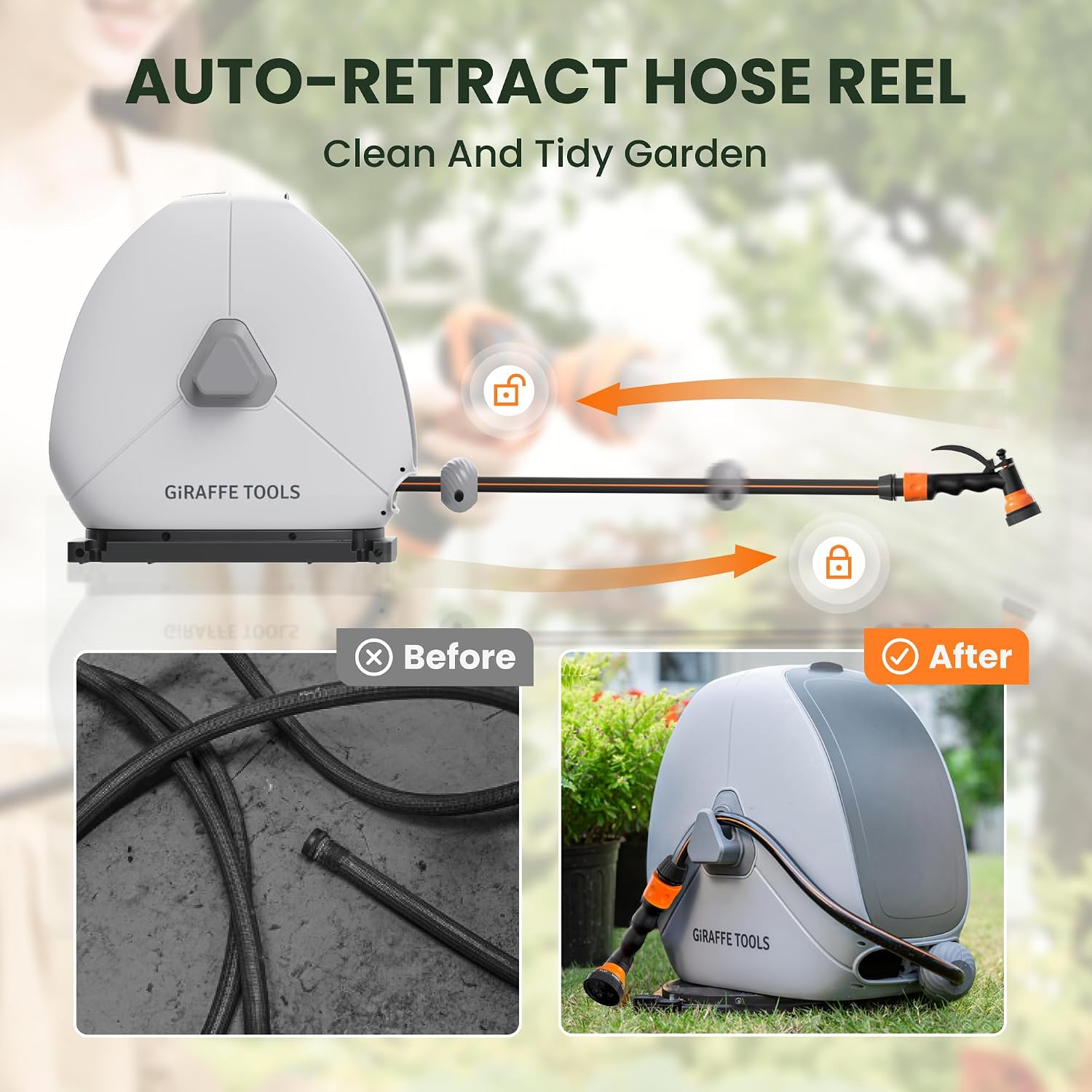 Detalle de Giraffe Tools 25m Retractable Ground Mounted Hose Reel