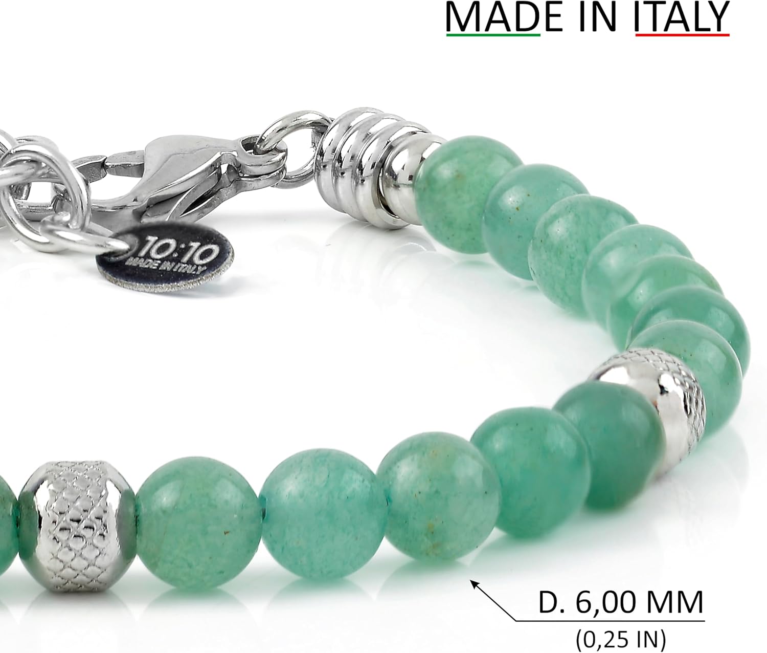 Detalle 2 de 10:10 Bracciale Acciaio con Avventurina 6 mm