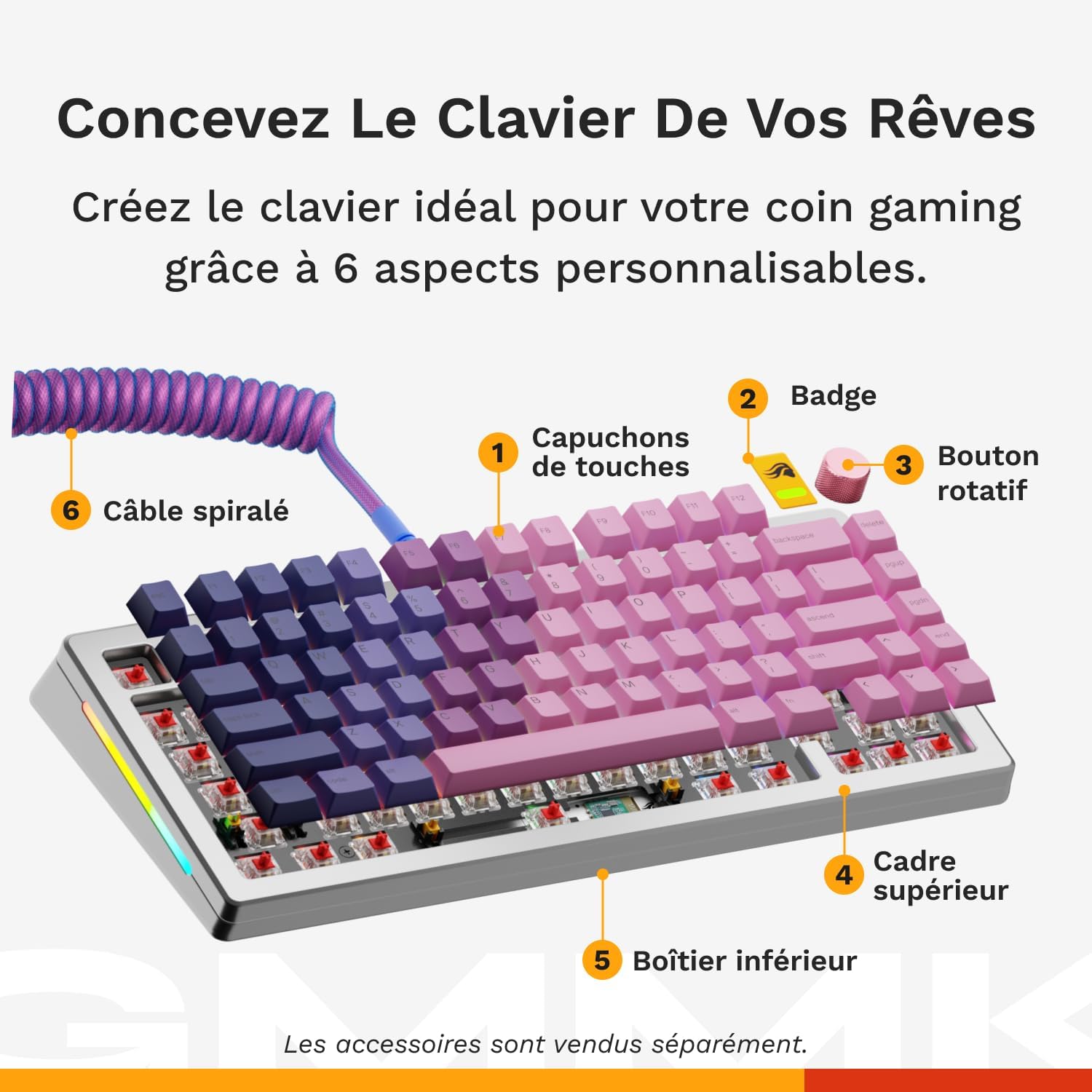 Thumbnail 3 de GLORIOUS GMMK 3 Pro (TKL 75%) clavier mécanique hot swap MX, châssis en aluminium et joints modulaires