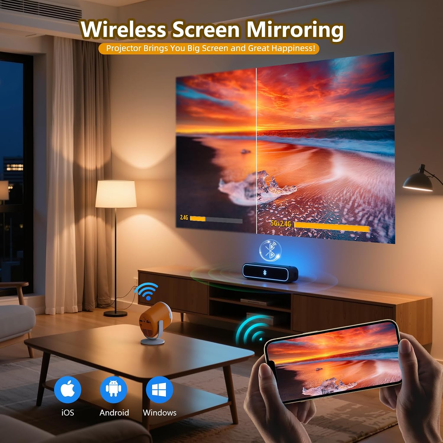 Detalle 1 de Wepvo Mini Projector 180° Rotatable
