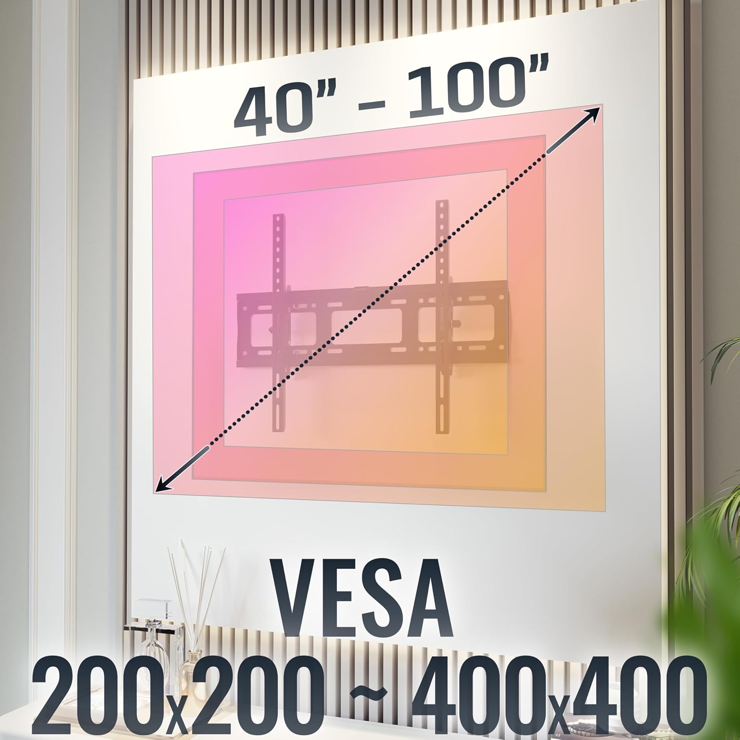 Detalle de RICOO R07 Support mural TV 40–100 pouces — inclinaison ±15°, fixation murale ultracourte