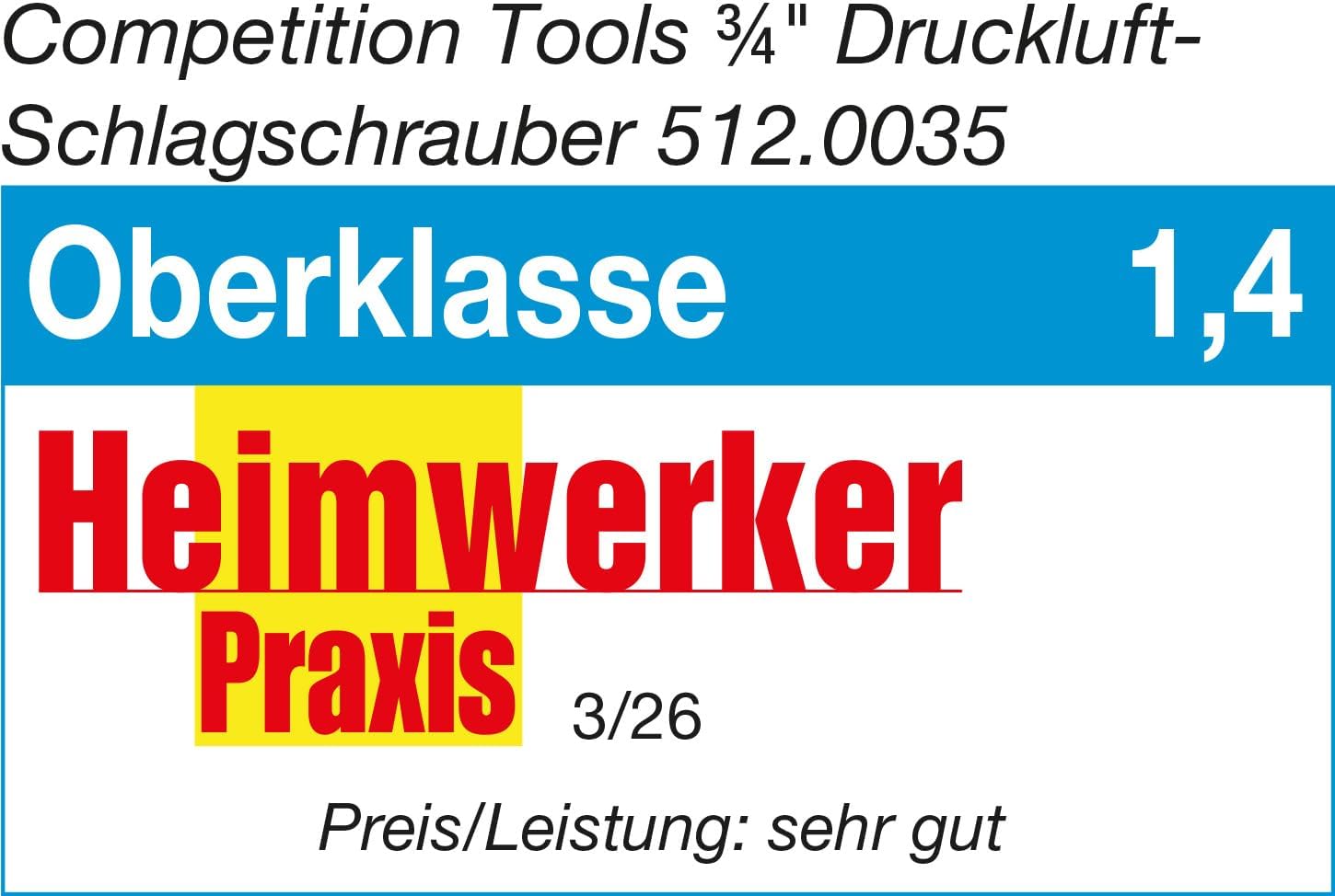 Detalle de COMPETITION 512.0035 3/4" Hochleistungs-Druckluft-Schlagschrauber – 2000 Nm