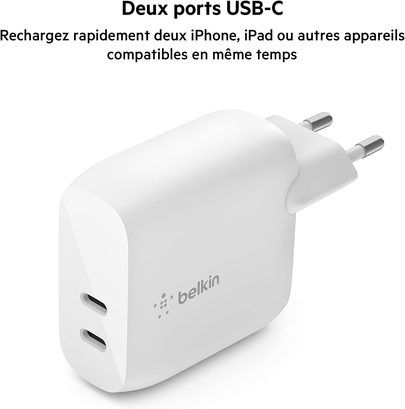 Detalle 2 de Belkin Chargeur secteur USB-C PD 40 W — chargeur USB-C double