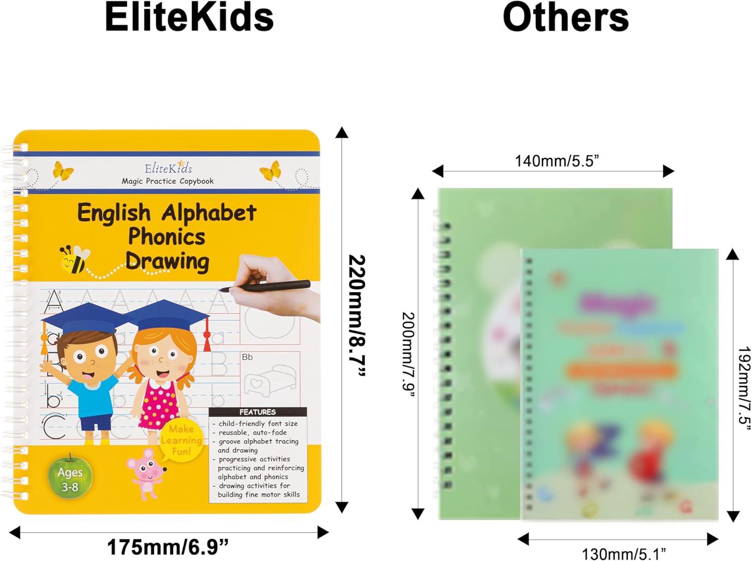 Detalle 2 de Reusable Handwriting Practice Workbook Set for Kids – Grooved Writing & Tracing (6 Books)