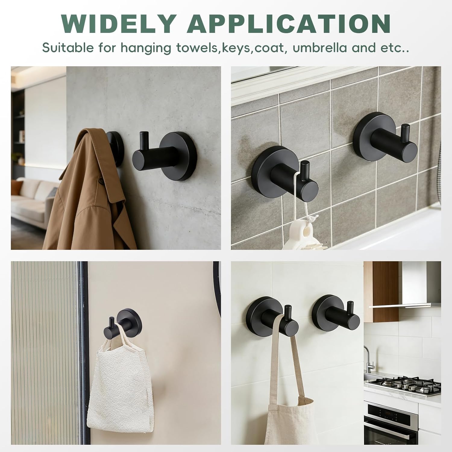 Detalle de YIGUANXIN Stainless Steel Clothes Hook 4-Piece Set for Bathroom, Bedroom & Kitchen