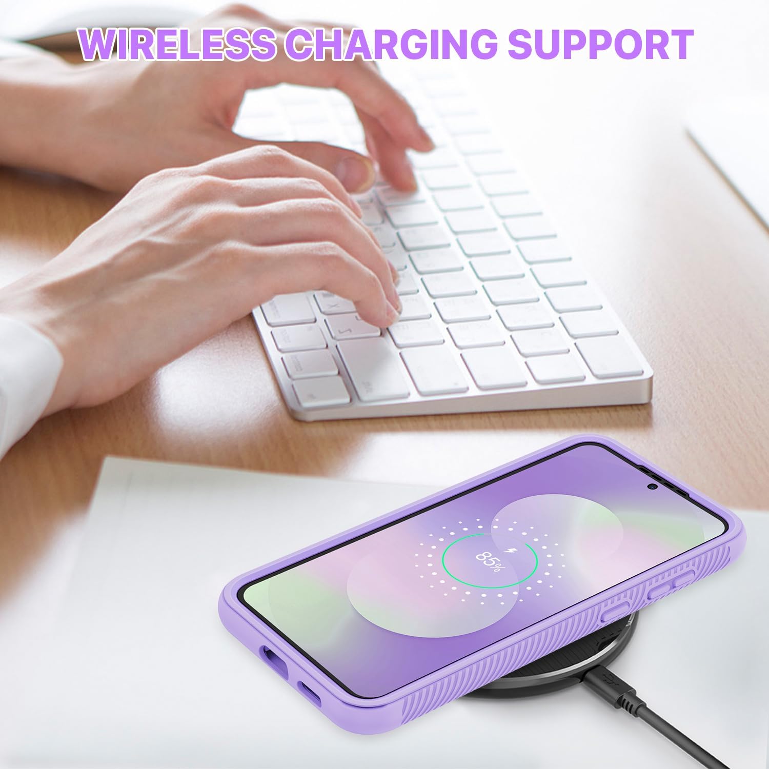 Thumbnail 6 de CENHUFO Samsung S25 FE Case with Built-in Screen Protector — 360° Rugged, Magnetic (Purple)