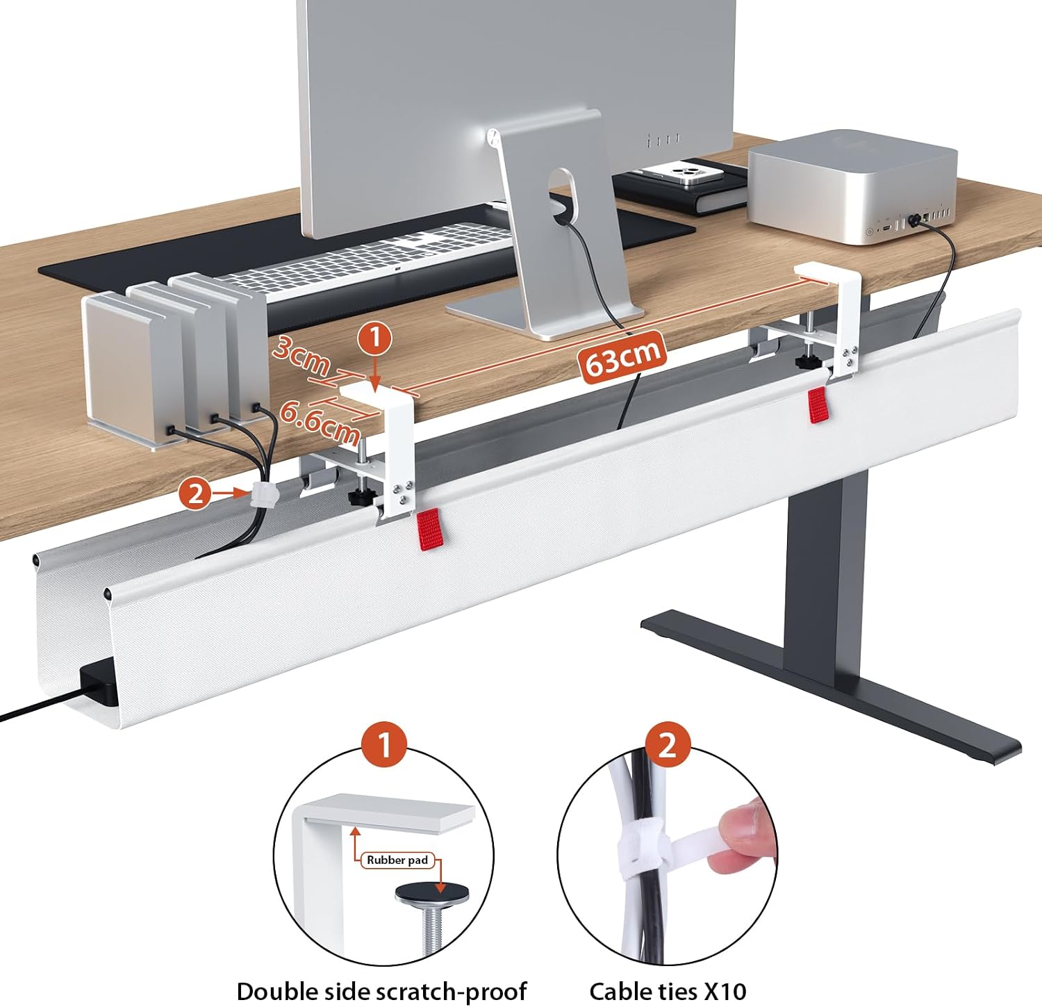 Detalle 2 de Univivi Kabelmanagement Schreibtisch 120 cm