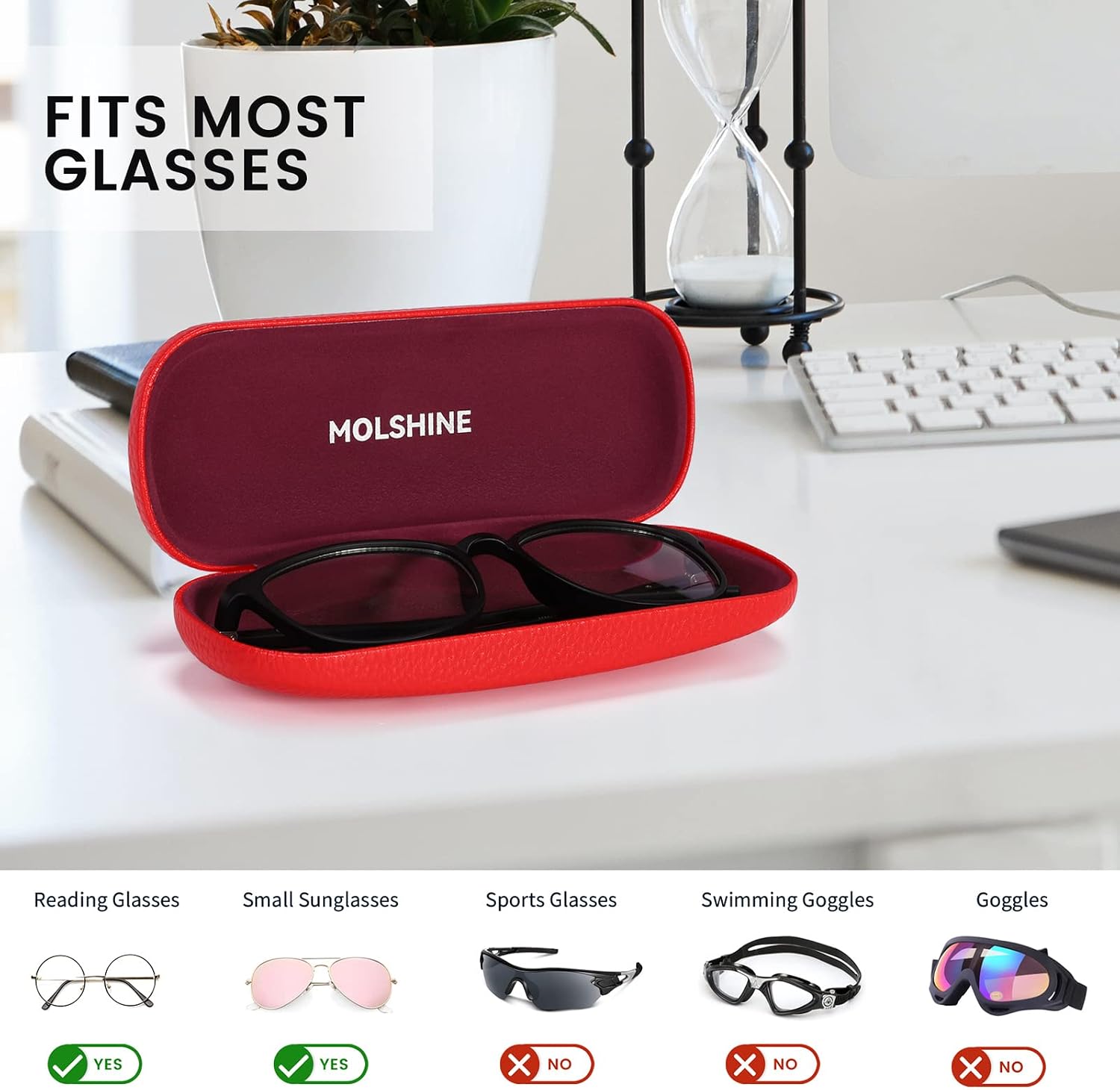 Detalle de Molshine Étui à lunettes en cuir PU à coque dure — protection fiable et design élégant pour lunettes et petits objets
