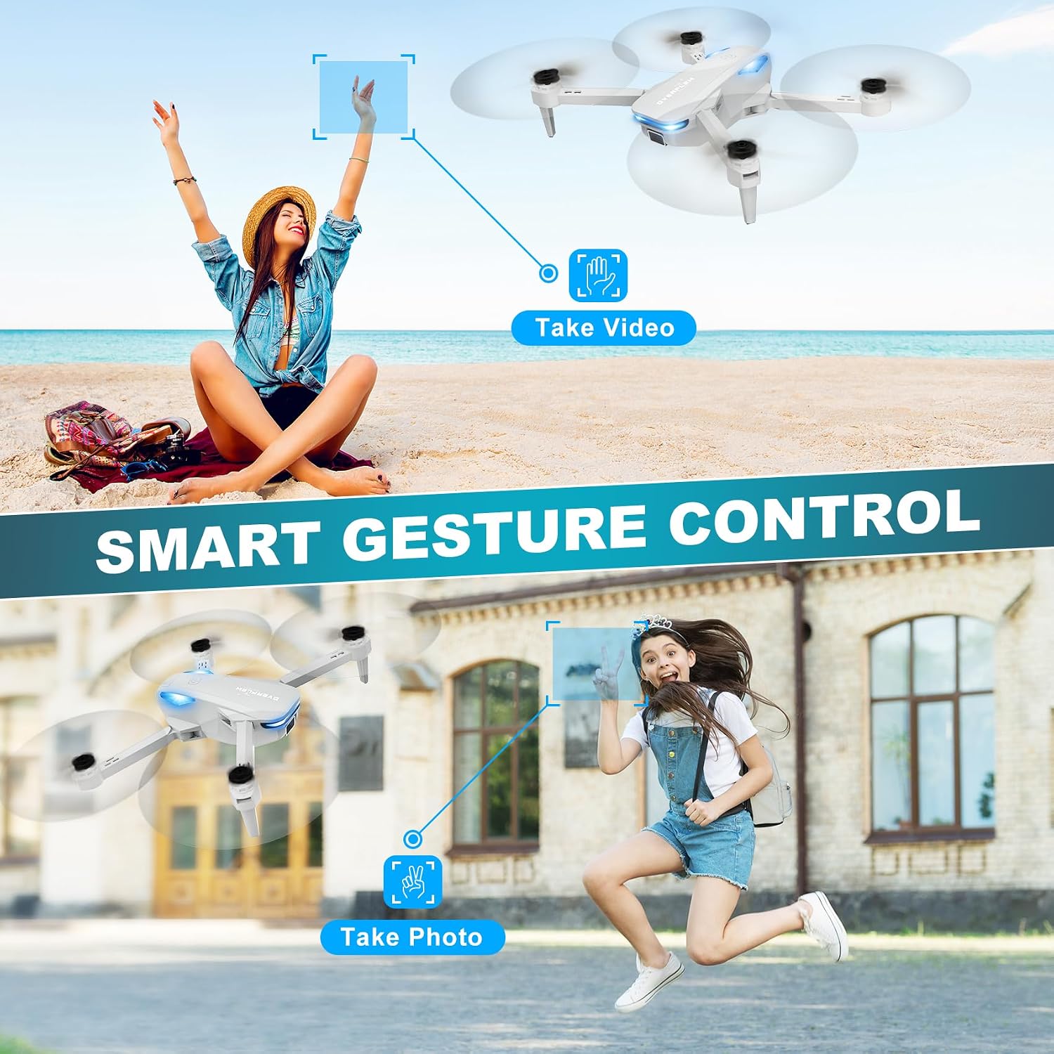 Detalle de Beginner-Friendly Foldable Quadcopter Drone with 1080P Camera, Voice & Gesture Controls