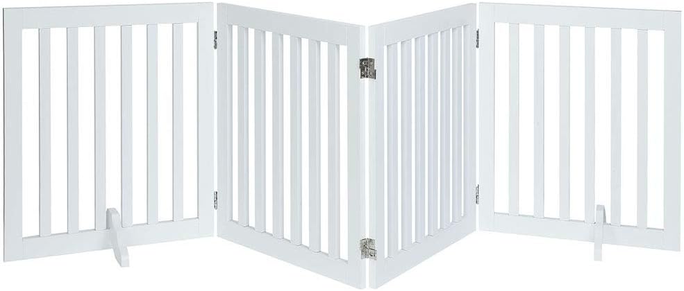 unipaws Freestanding Dog Gate (Foldable Pet Fence) – White, 4 Panels, 61cm Height