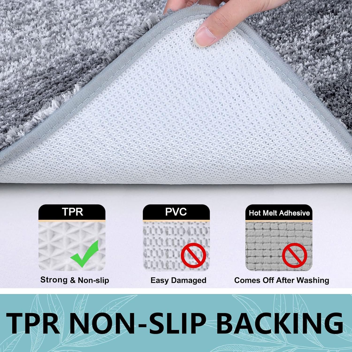 Thumbnail 4 de Arotive Microfiber Bathroom Rugs: Soft, Absorbent, Non-Slip 30x20 Grey Shaggy Mat