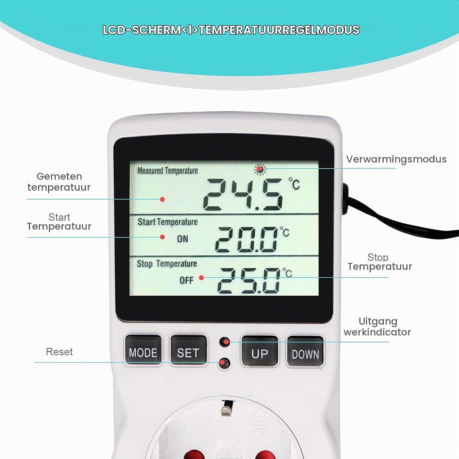 Detalle de Pixelure Regolatore di temperatura digitale thermostaat met lcd en timer