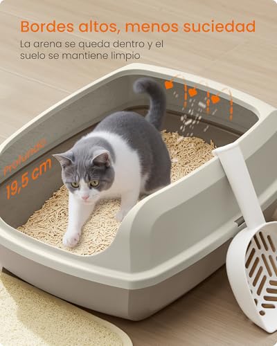 Detalle de Feandrea Caja Arenero con Bordes Altos y Tamaño XL (abierta, con pala) PPT009LH01