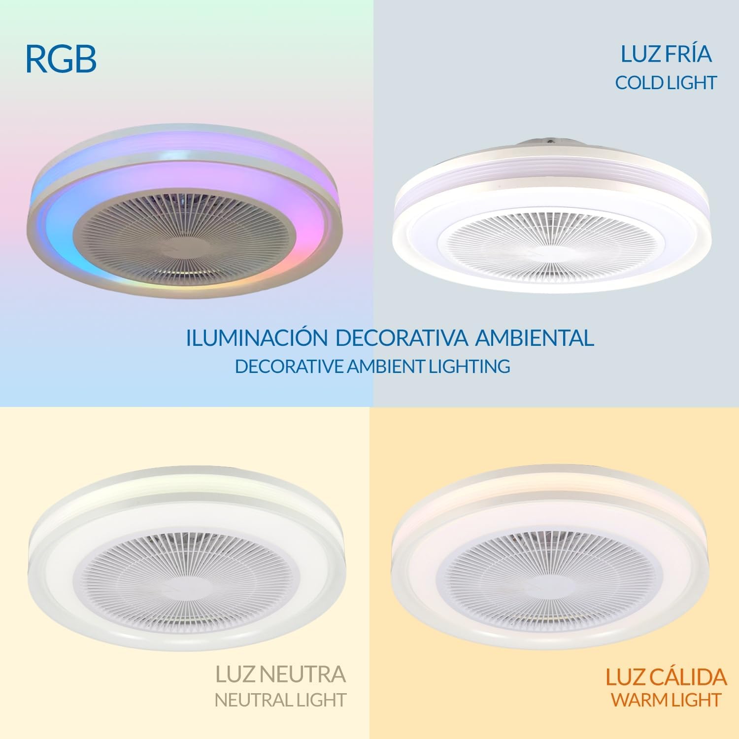 Detalle 2 de M mimotec Ventilador de Techo LED Colors con Control Remoto