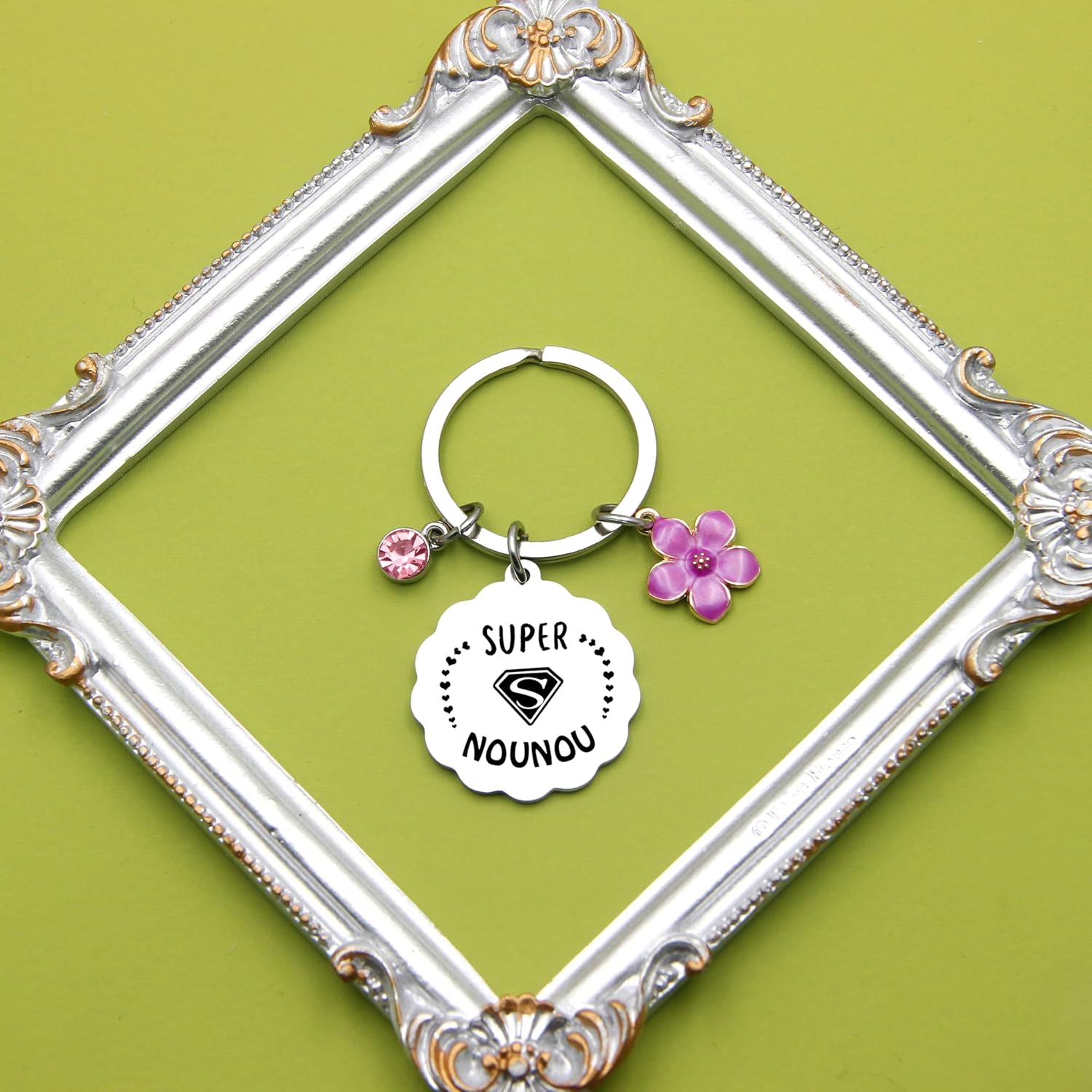 Detalle de Porte-clés Nounou YJYJZX – Bijoux et cadeaux pour Nounou, livré dans un sac velours